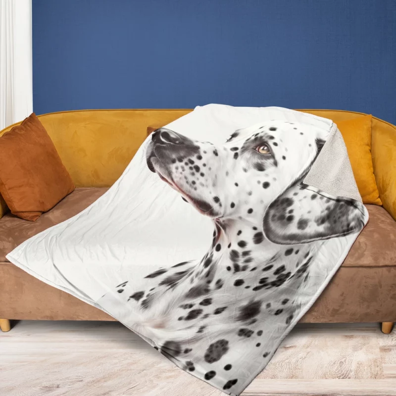 Lovely Dalmatian Dog Portrait Fleece Blanket 1