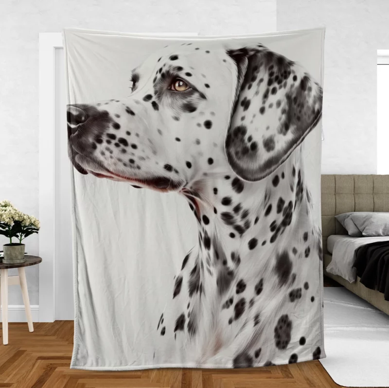 Lovely Dalmatian Dog Portrait Fleece Blanket