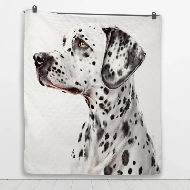 Lovely Dalmatian Dog Portrait Quilt Blanket 1