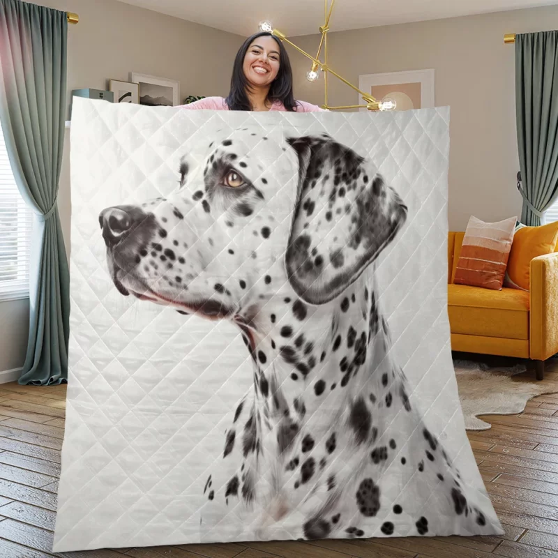 Lovely Dalmatian Dog Portrait Quilt Blanket