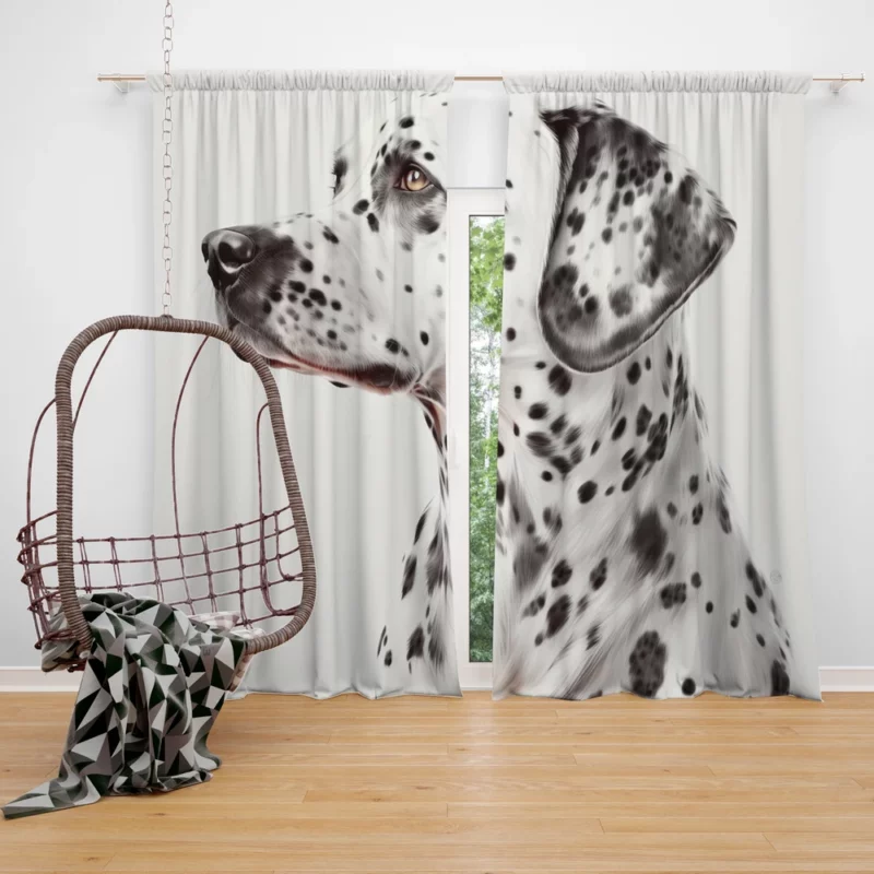 Lovely Dalmatian Dog Portrait Window Curtain