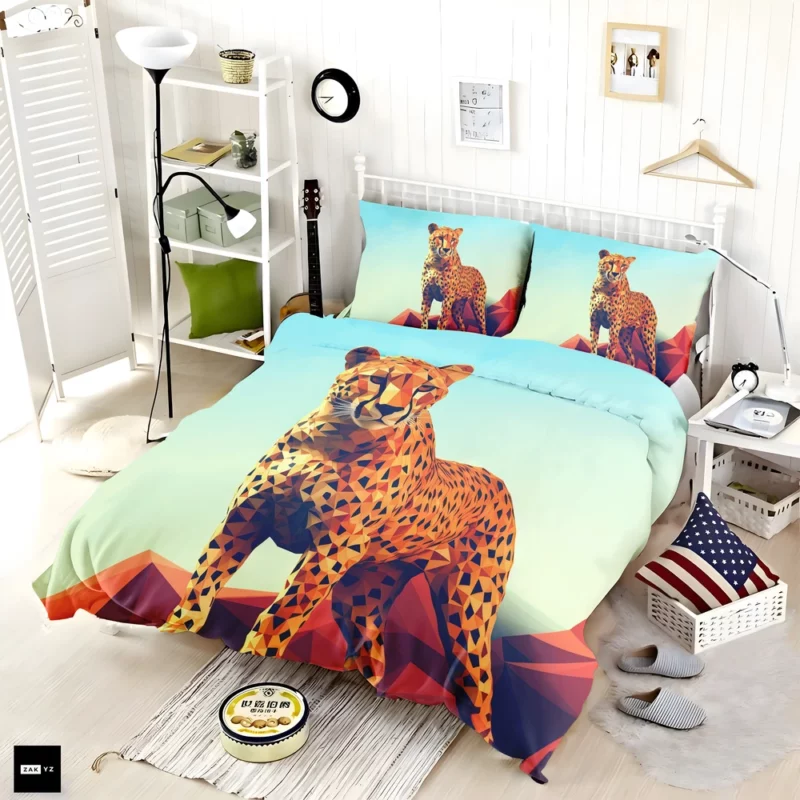 Low Poly Cheetah Art Bedding Set