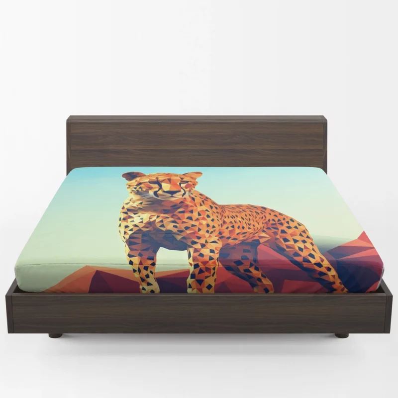 Low Poly Cheetah Art Fitted Sheet 1