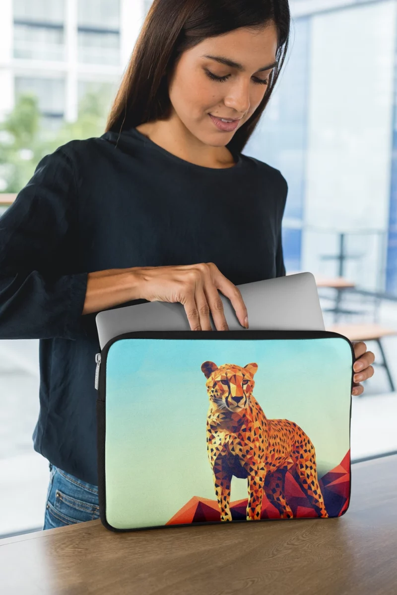 Low Poly Cheetah Art Laptop Sleeve 1