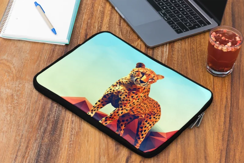 Low Poly Cheetah Art Laptop Sleeve 2