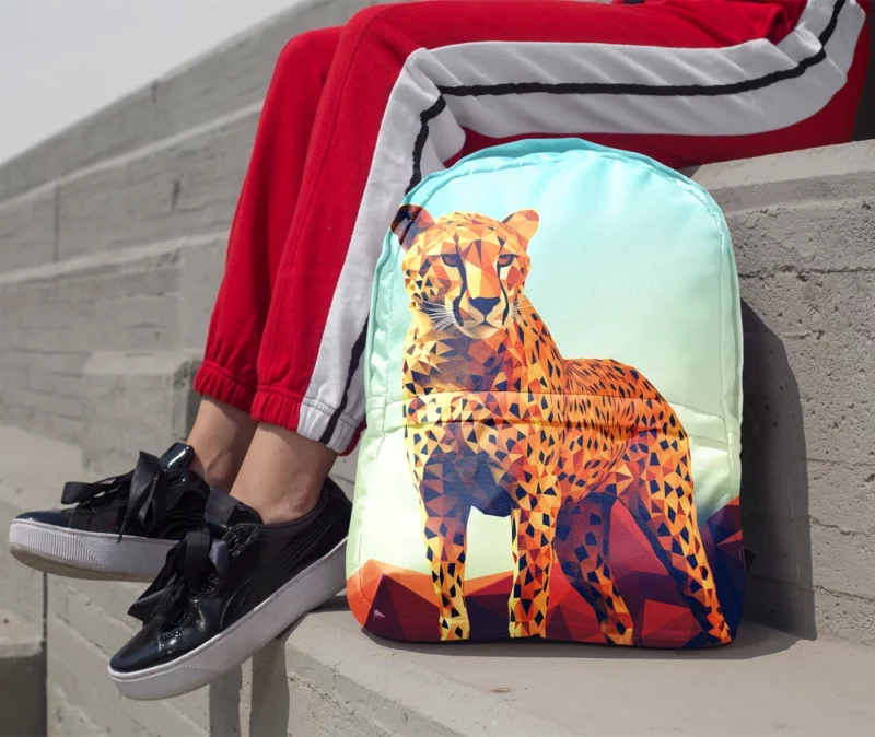 Low Poly Cheetah Art Minimalist Backpack 1