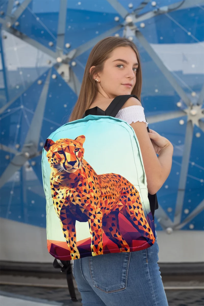 Low Poly Cheetah Art Minimalist Backpack 2