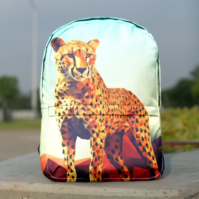 Low Poly Cheetah Art Minimalist Backpack