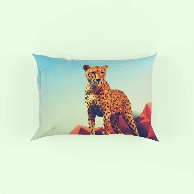 Low Poly Cheetah Art Pillow Case