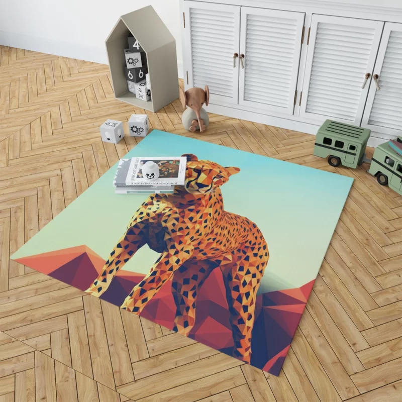 Low Poly Cheetah Art Rug 1