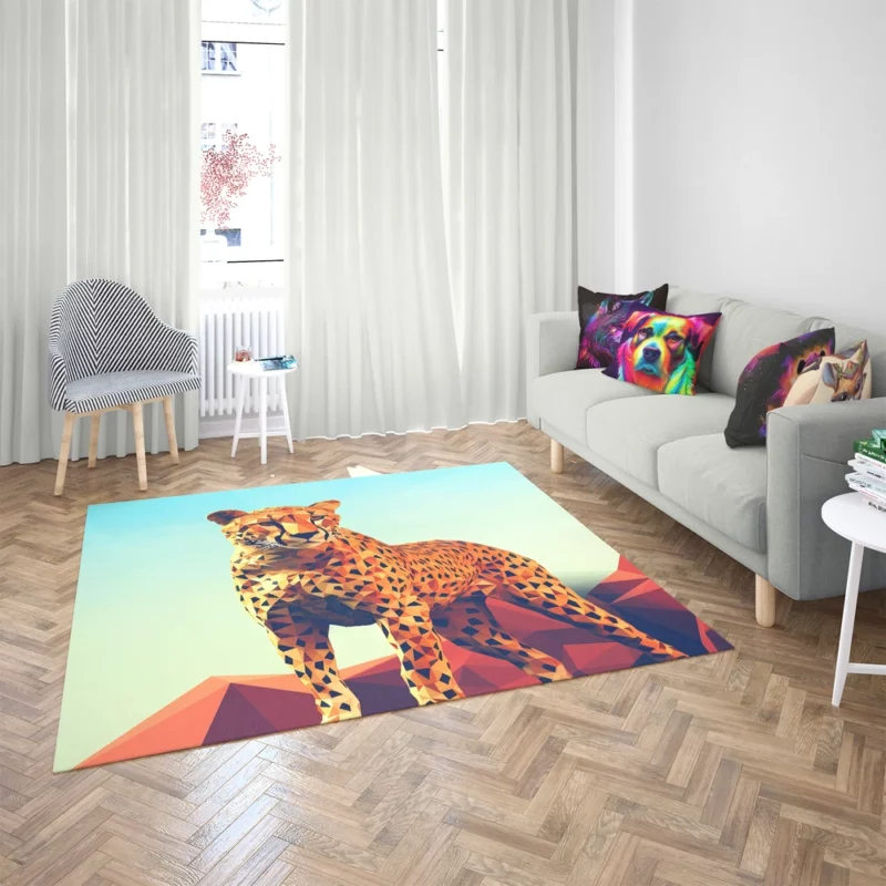 Low Poly Cheetah Art Rug 2