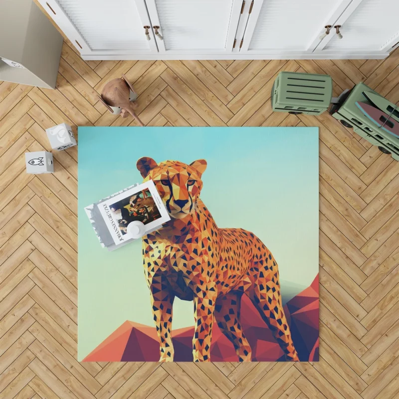 Low Poly Cheetah Art Rug