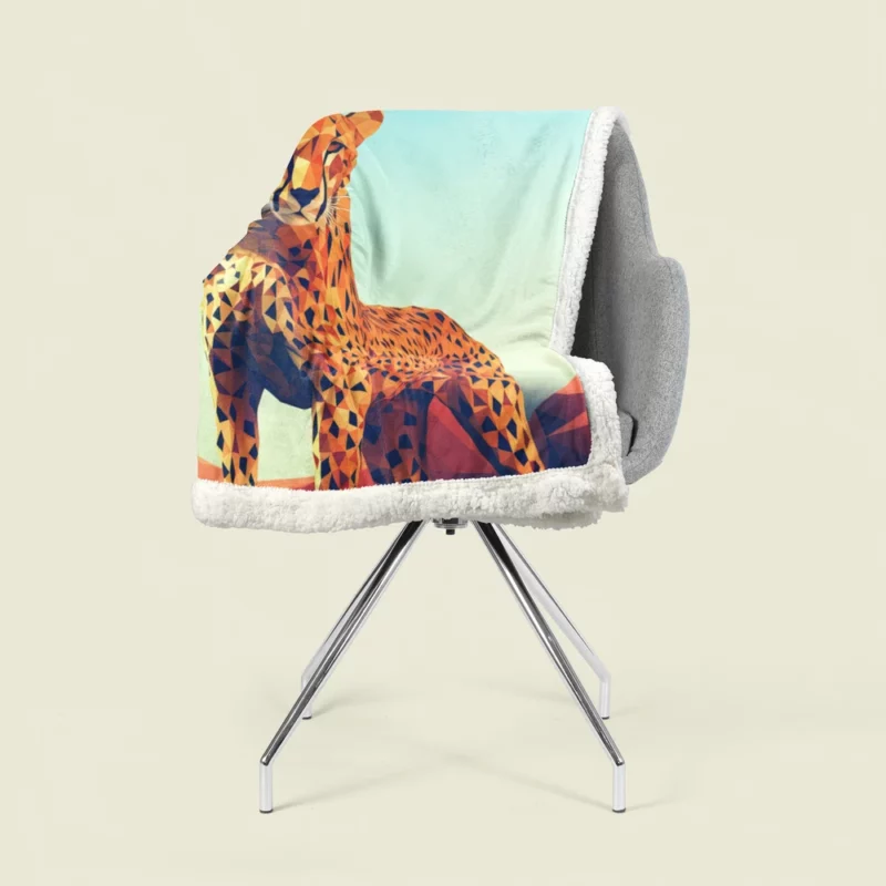 Low Poly Cheetah Art Sherpa Fleece Blanket 1