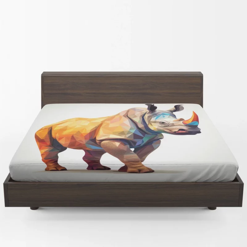 Low Poly Colorful Rhino Art Fitted Sheet 1