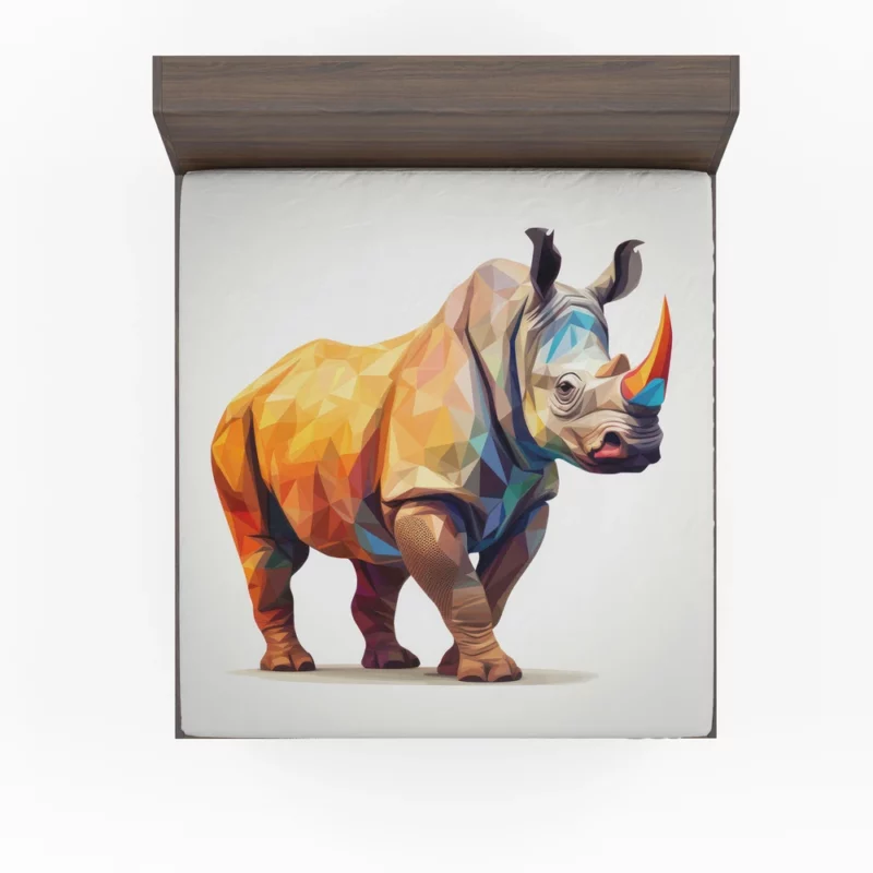 Low Poly Colorful Rhino Art Fitted Sheet