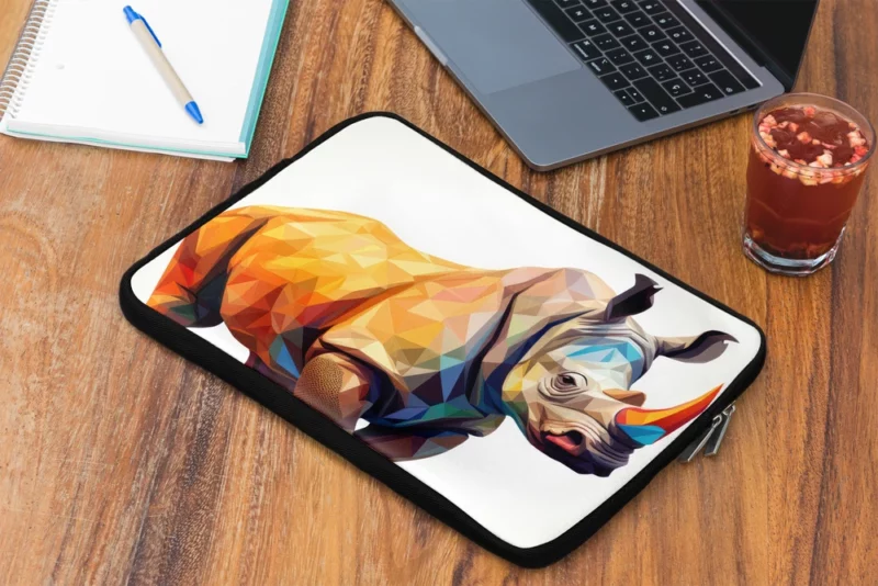 Low Poly Colorful Rhino Art Laptop Sleeve 2