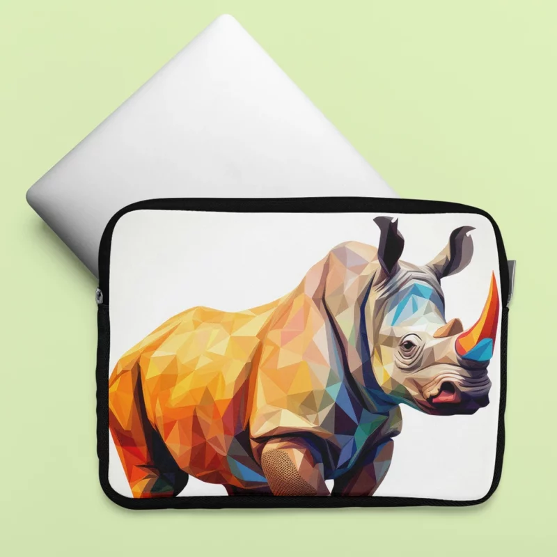 Low Poly Colorful Rhino Art Laptop Sleeve