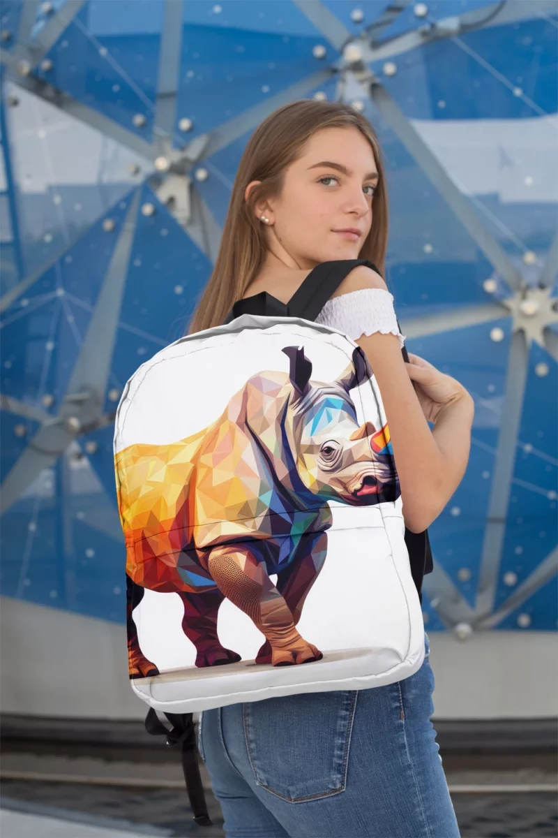 Low Poly Colorful Rhino Art Minimalist Backpack 2