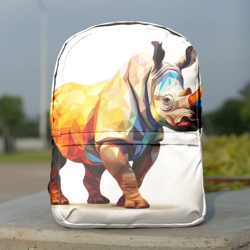 Low Poly Colorful Rhino Art Minimalist Backpack