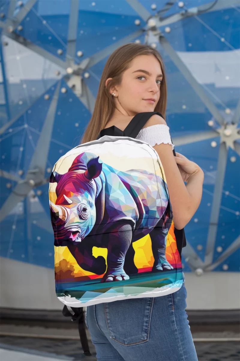 Low Poly Rhino Digital Art Minimalist Backpack 2