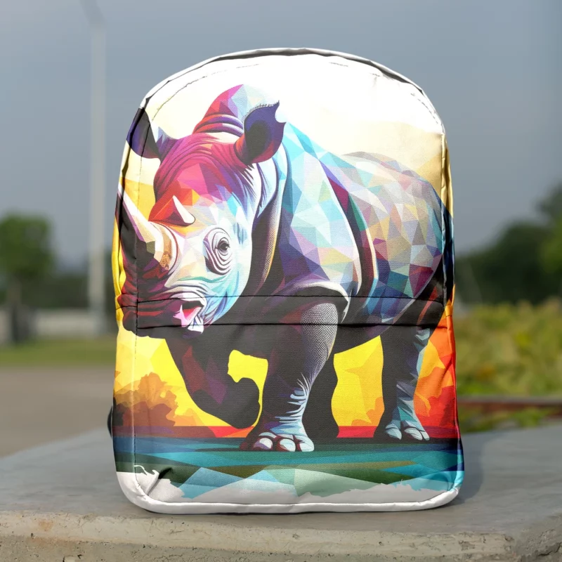 Low Poly Rhino Digital Art Minimalist Backpack