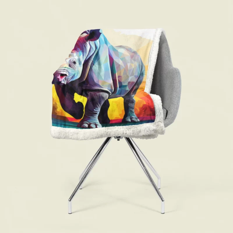 Low Poly Rhino Digital Art Sherpa Fleece Blanket 1