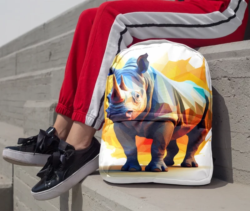 Low Polygon Rhino Portrait Minimalist Backpack 1