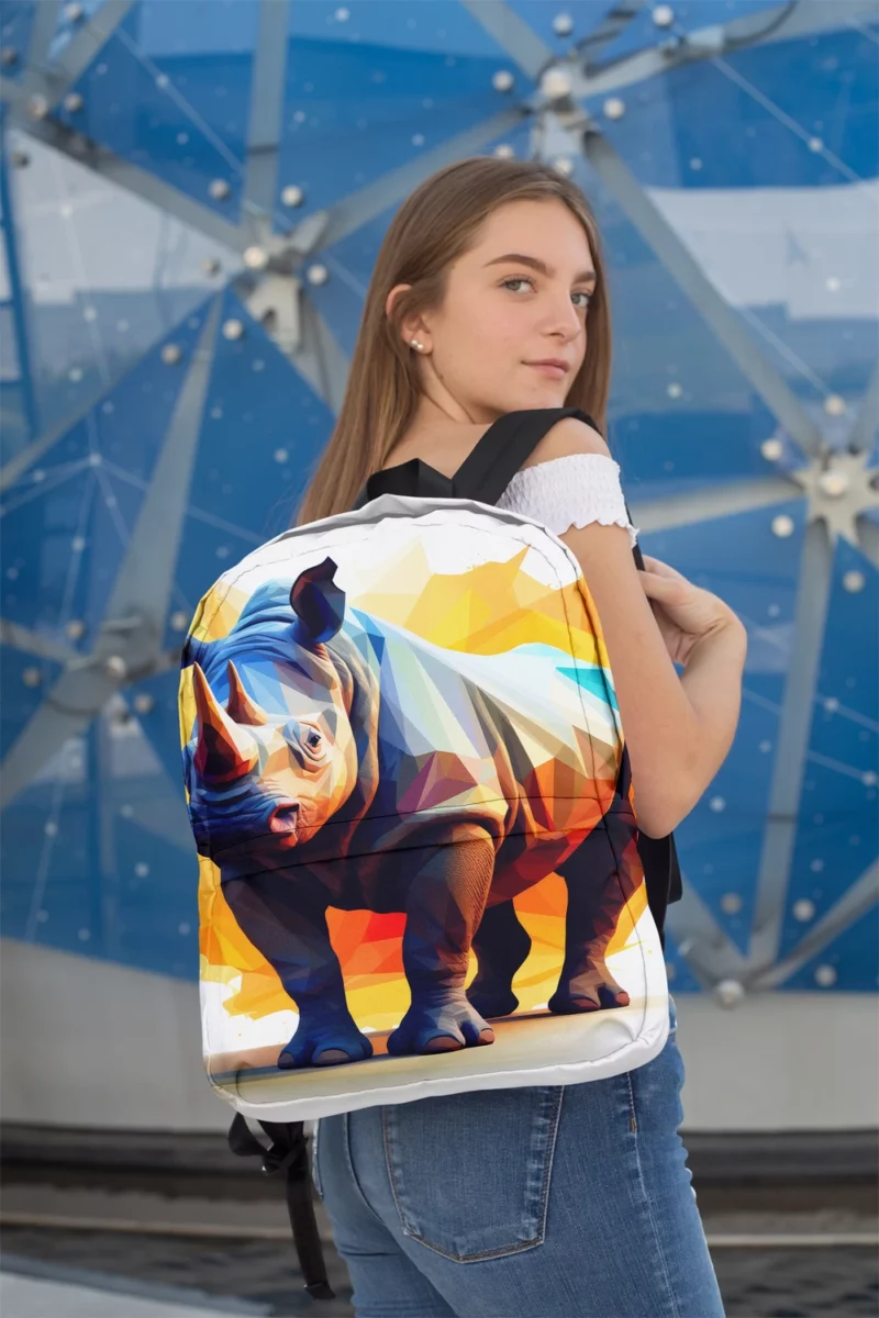 Low Polygon Rhino Portrait Minimalist Backpack 2