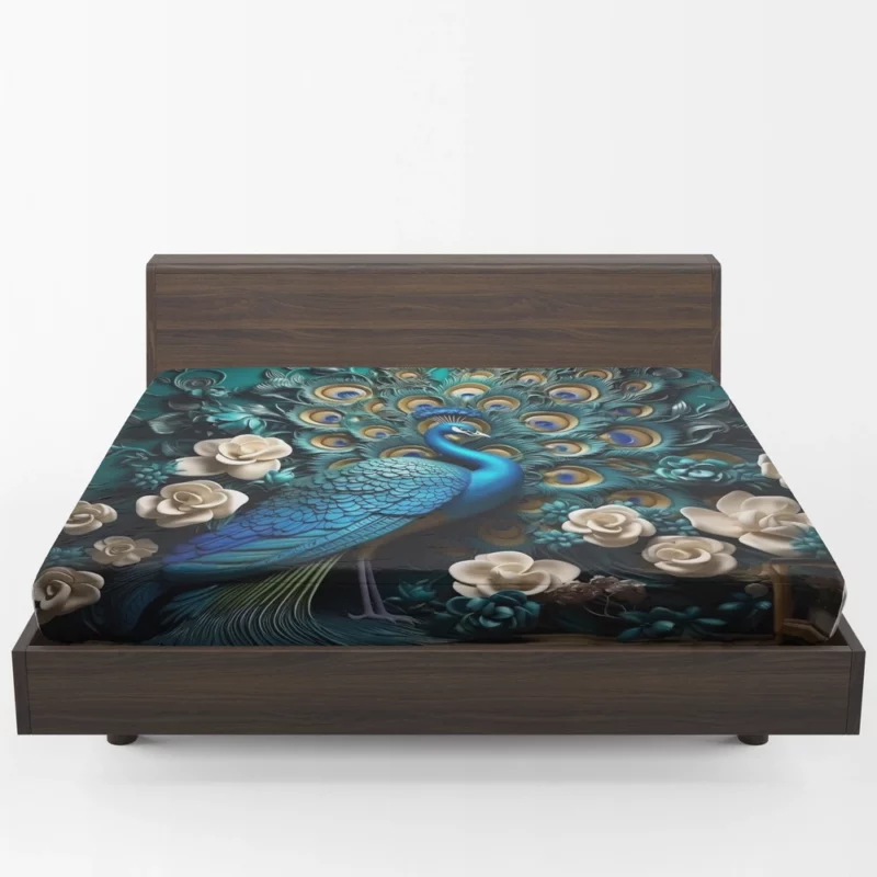 Luxury Peacock Interior Wall Art Fitted Sheet 1