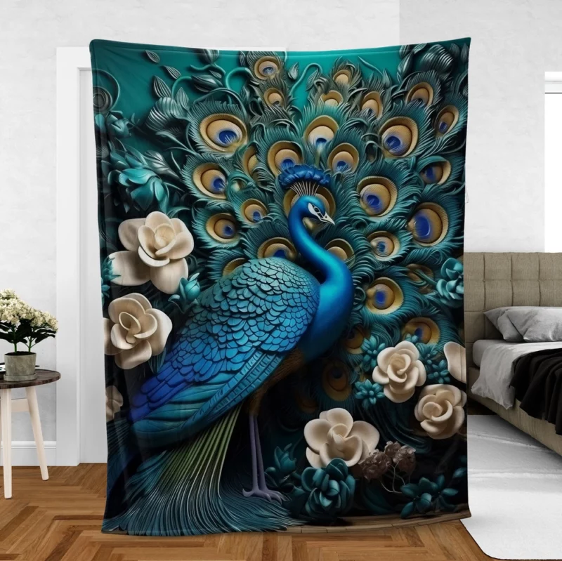 Luxury Peacock Interior Wall Art Fleece Blanket