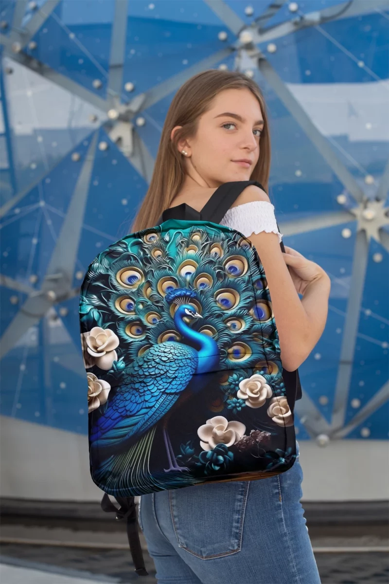 Luxury Peacock Interior Wall Art Minimalist Backpack 2