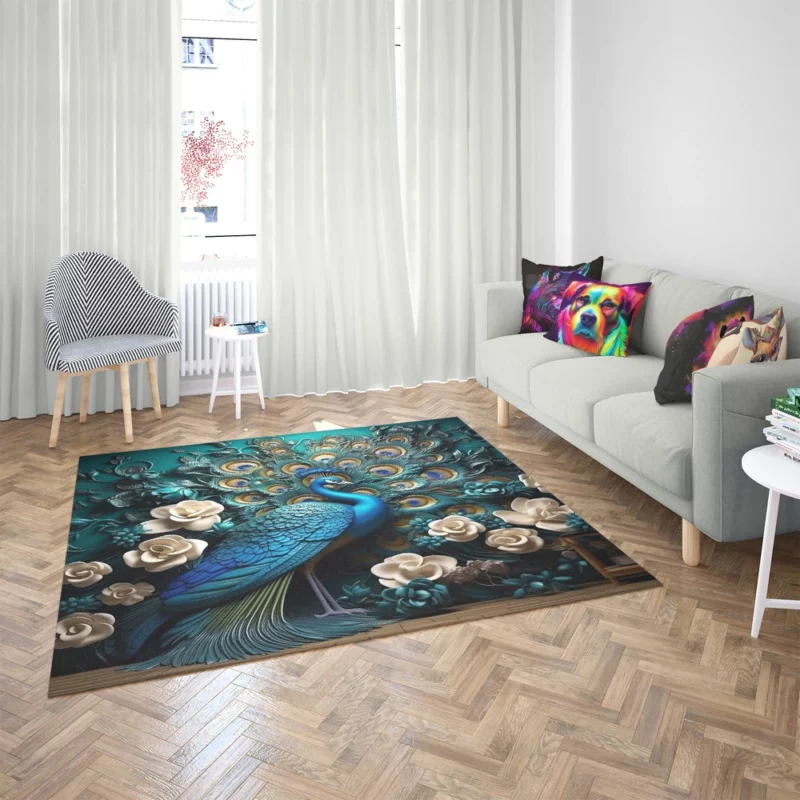 Luxury Peacock Interior Wall Art Rug 2