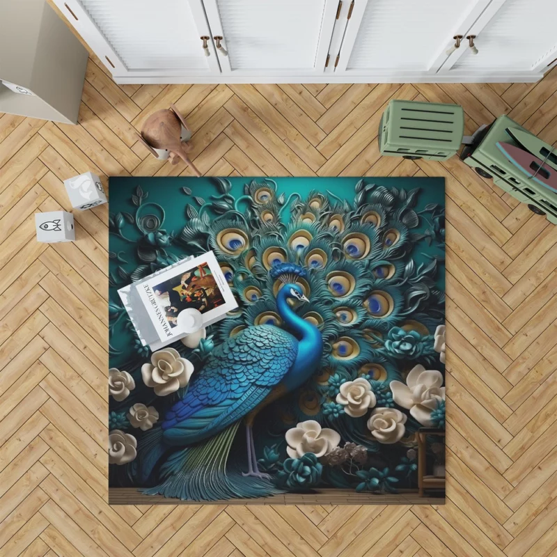 Luxury Peacock Interior Wall Art Rug