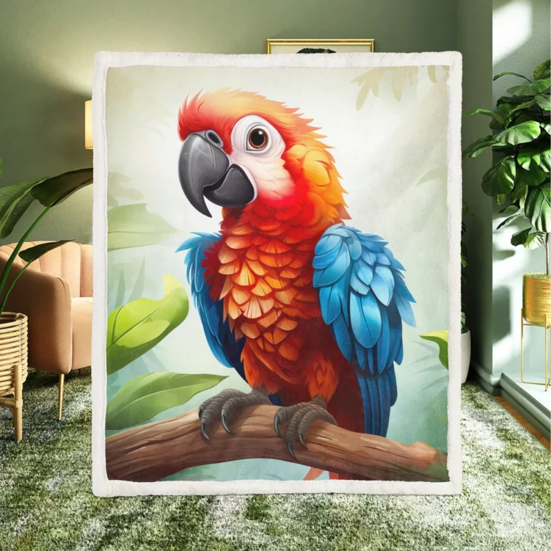 Macaw Parrot Wildlife Art Sherpa Fleece Blanket