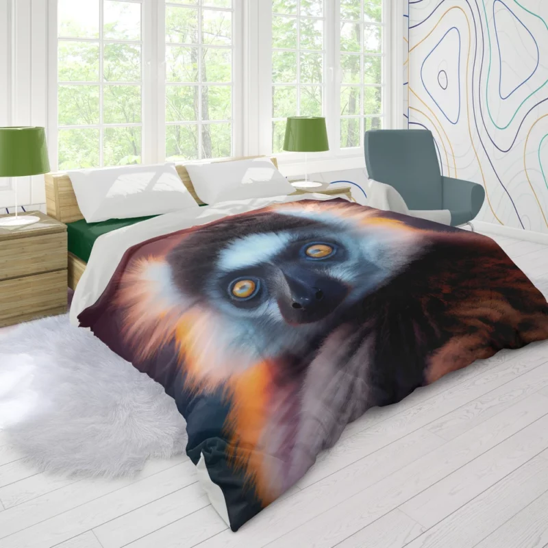 Madagascar AI-Enhanced Lemur Duvet Cover