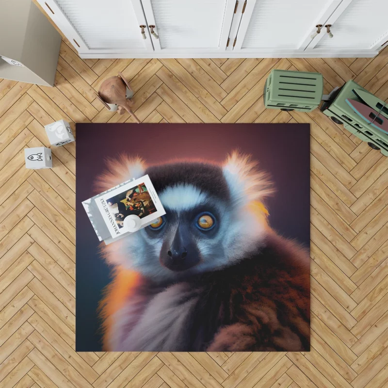 Madagascar AI-Enhanced Lemur Rug