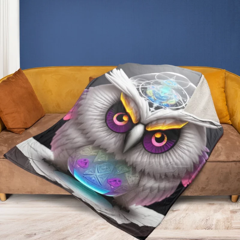 Magic Owl Mandala Fleece Blanket 1