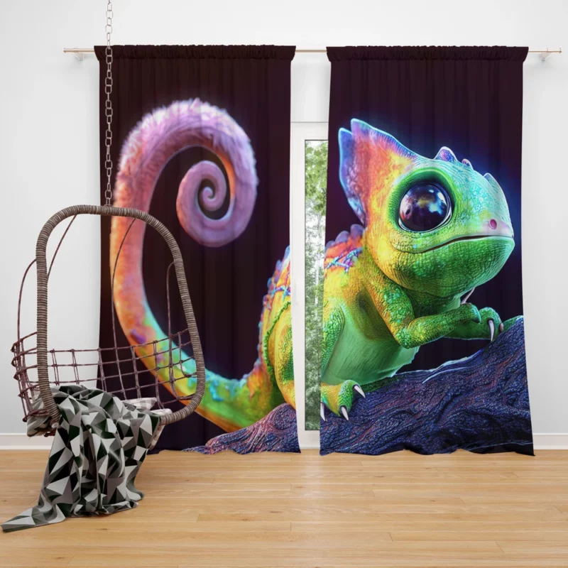 Magical Colored Lizard Window Curtain