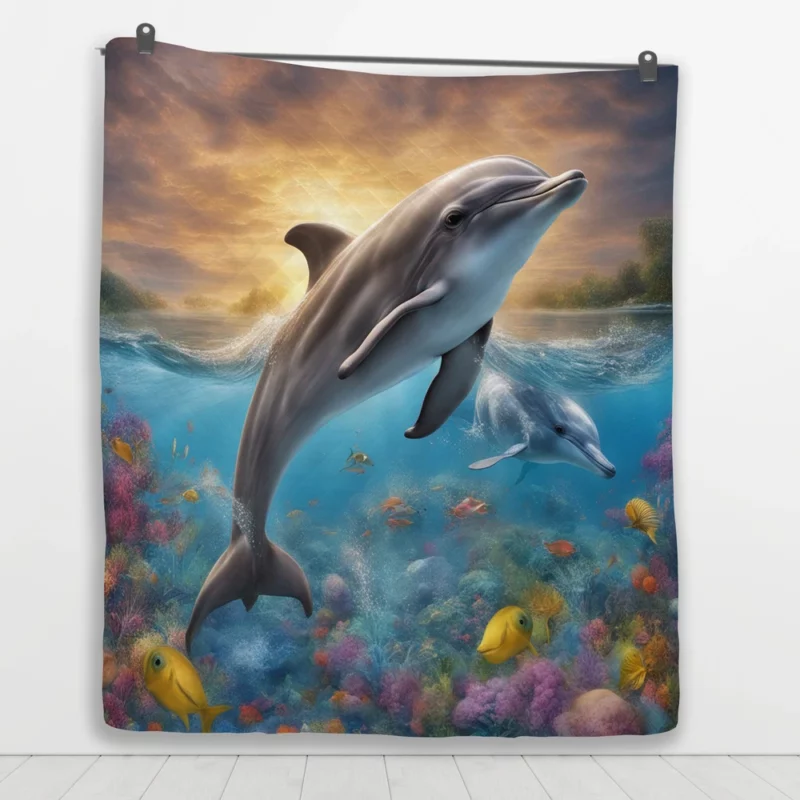 Magical Dolphin Imagery Quilt Blanket 1