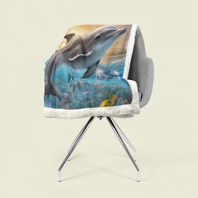 Magical Dolphin Imagery Sherpa Fleece Blanket 1