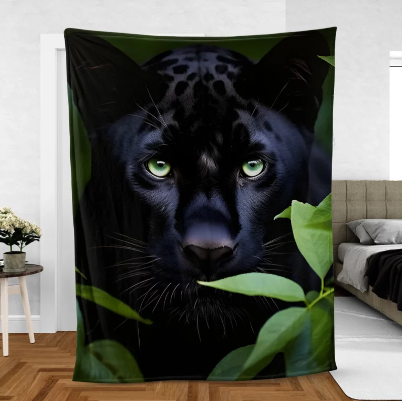 Magnificent Black Panther in Jungle Fleece Blanket