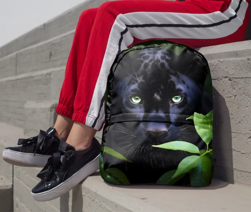 Magnificent Black Panther in Jungle Minimalist Backpack 1