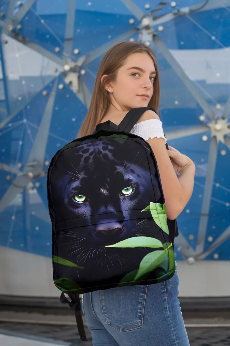 Magnificent Black Panther in Jungle Minimalist Backpack 2