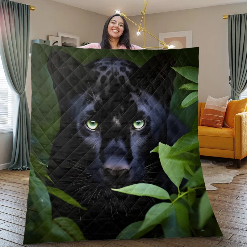 Magnificent Black Panther in Jungle Quilt Blanket