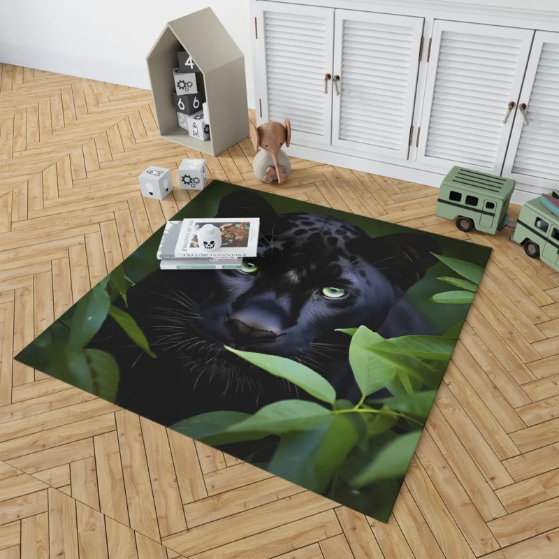 Magnificent Black Panther in Jungle Rug 1