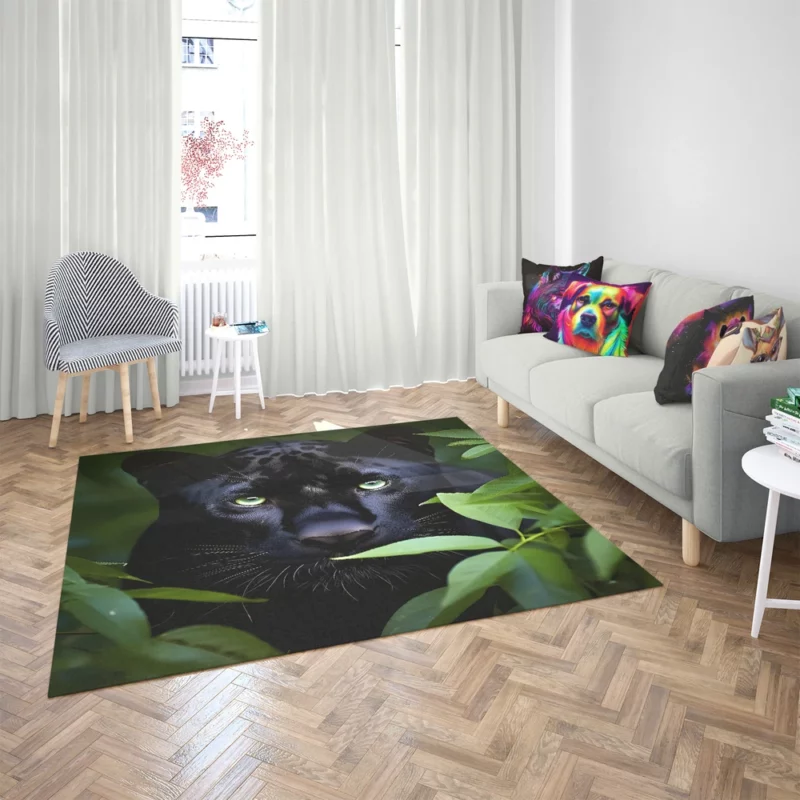 Magnificent Black Panther in Jungle Rug 2