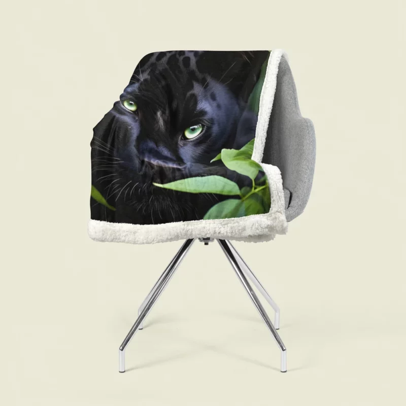 Magnificent Black Panther in Jungle Sherpa Fleece Blanket 1