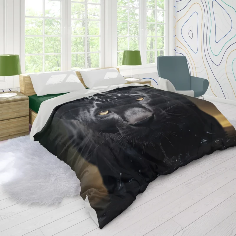 Majestic Black Panther Portrait Duvet Cover