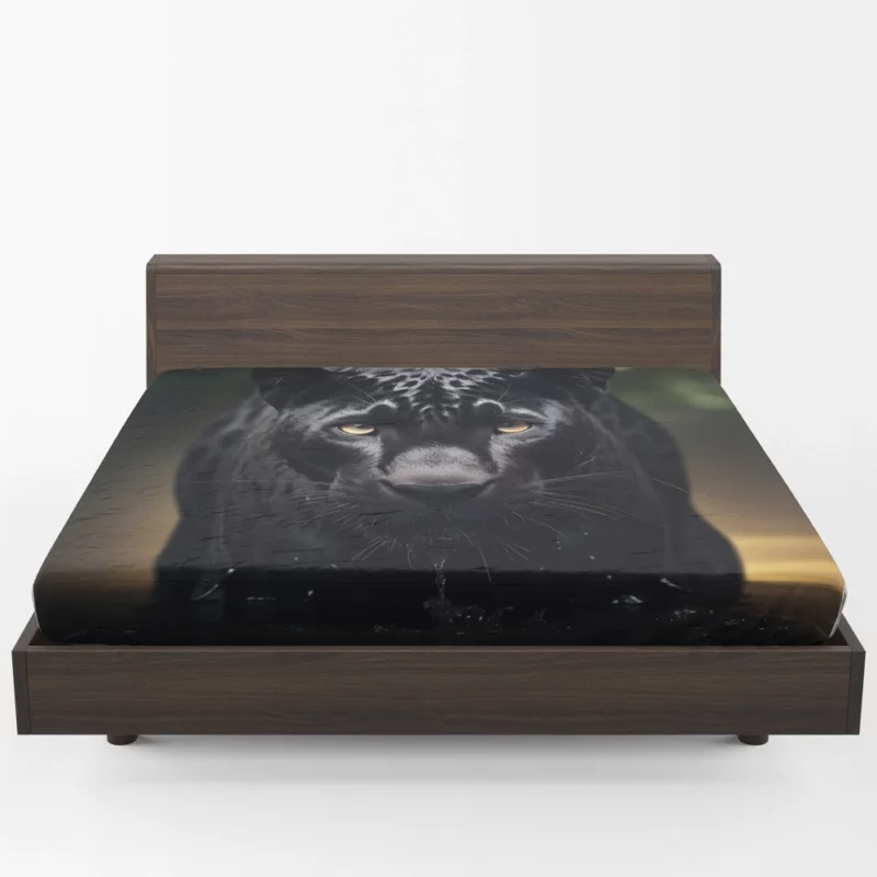 Majestic Black Panther Portrait Fitted Sheet 1