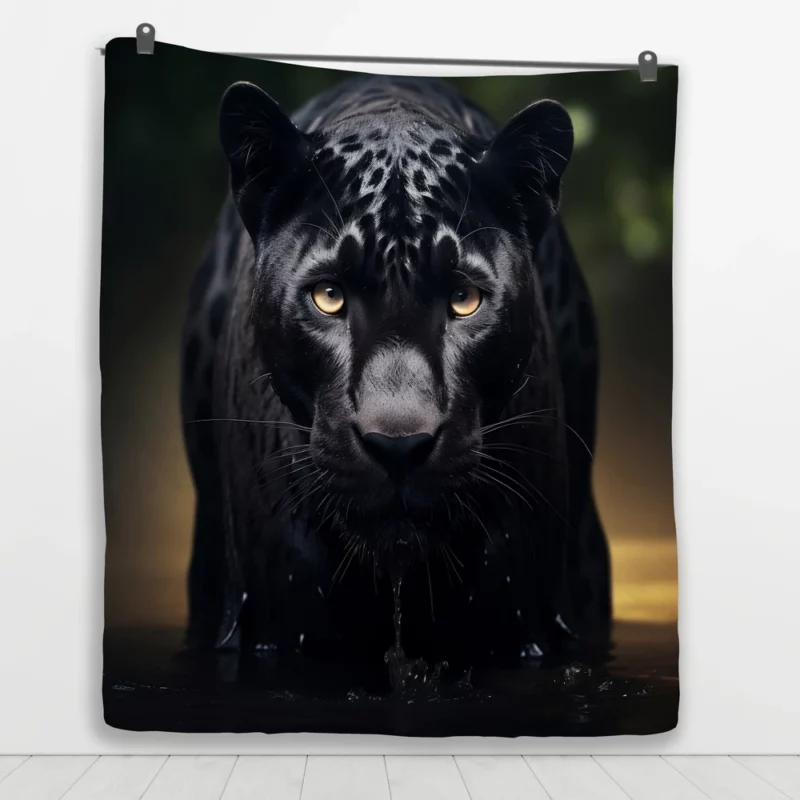 Majestic Black Panther Portrait Quilt Blanket 1